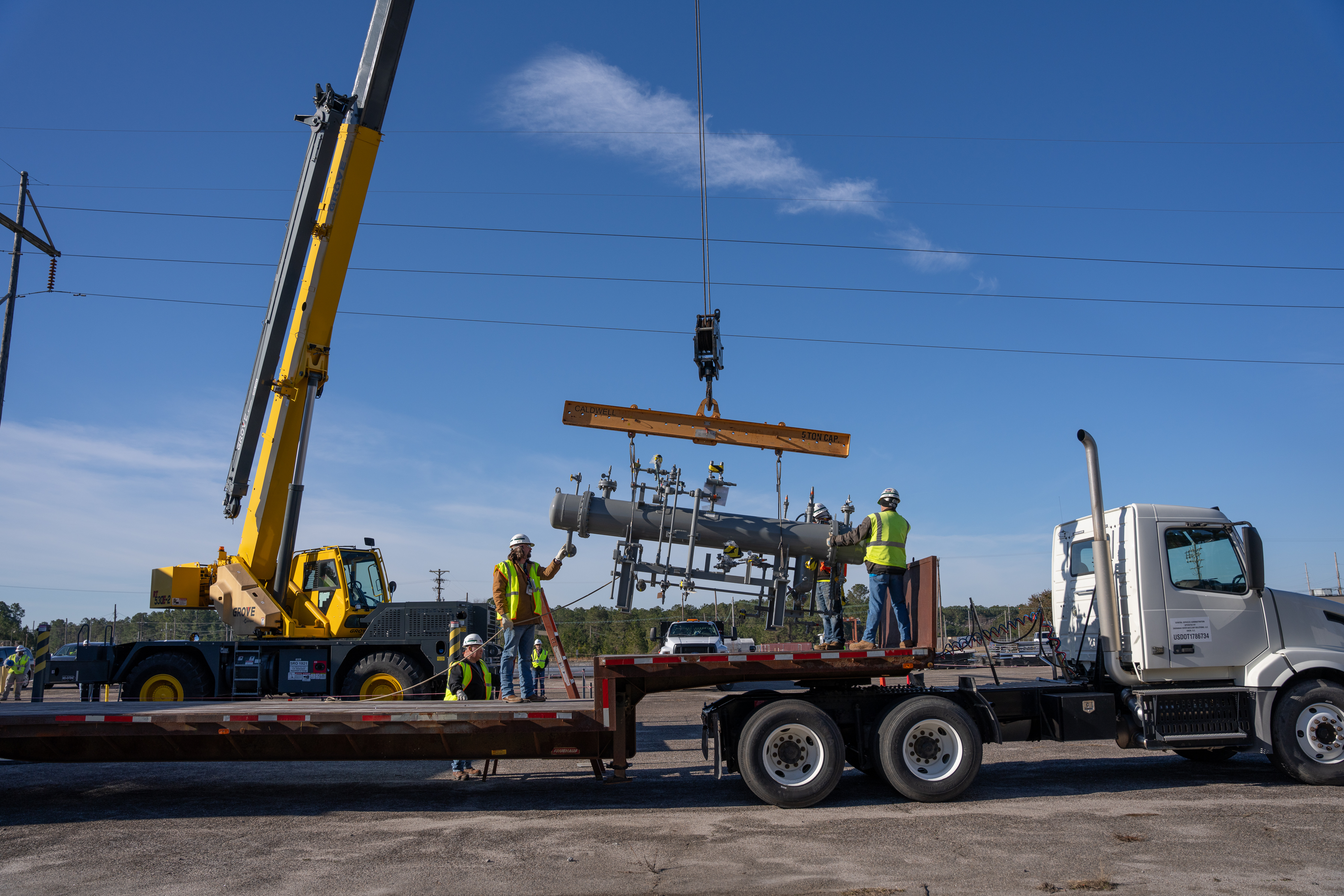 Equipment stored at Savannah River Site’s A Area was loaded onto tractor trailers to be delivered to SRTE and installed in HANM. 