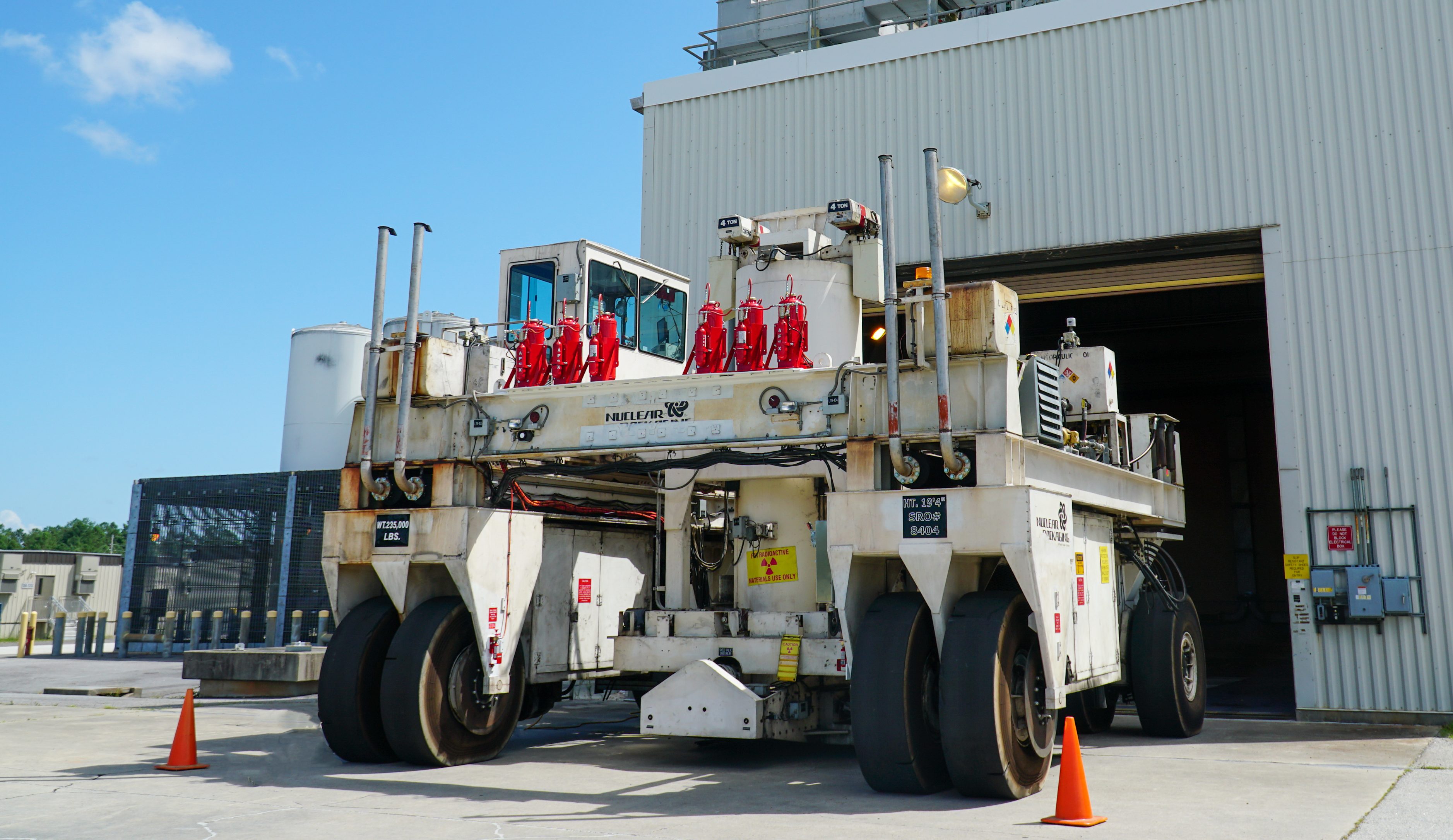 The Shielded Canister Transporter at the Glass Waste Storage Buildings