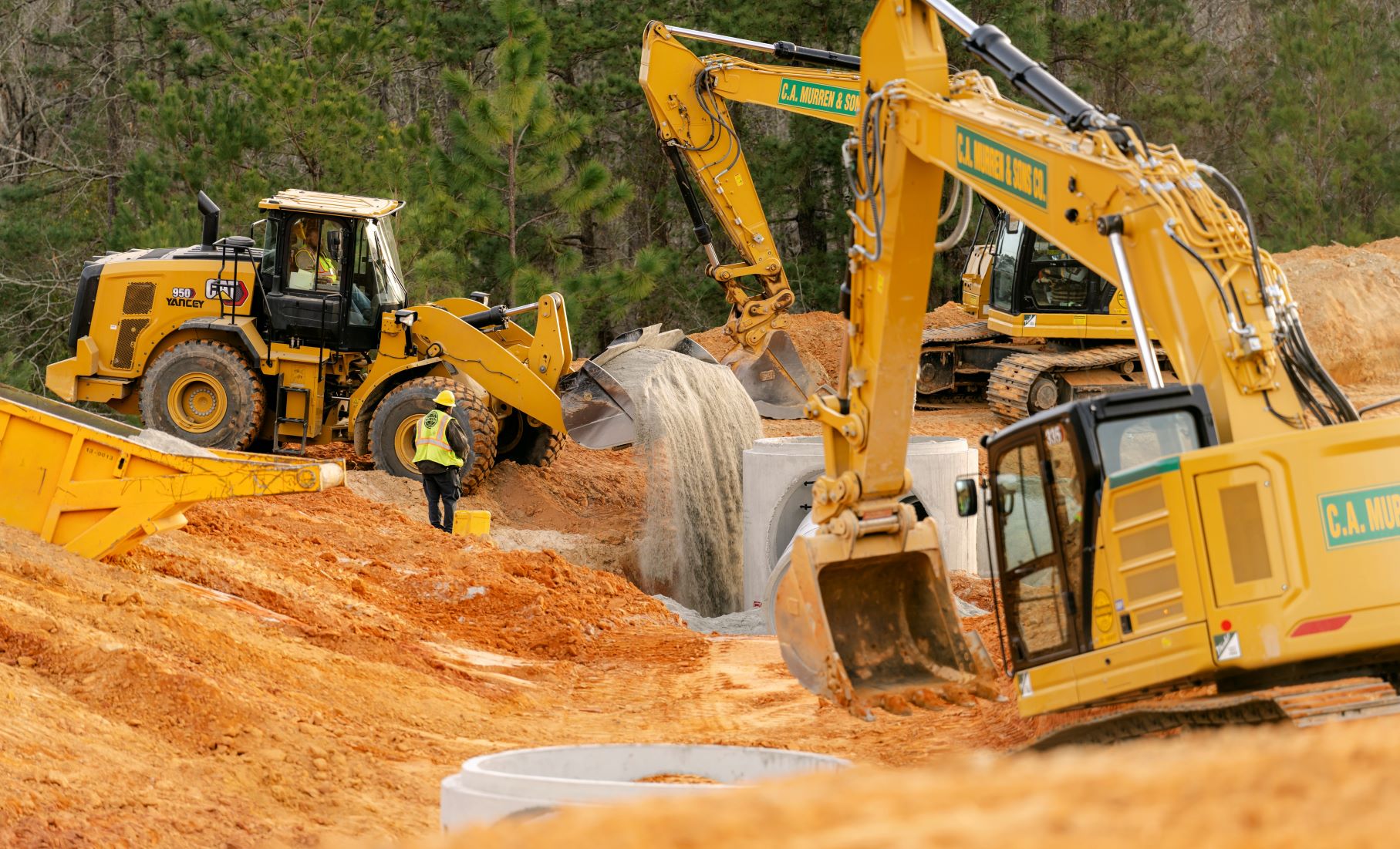 Excavators and other heavy equipment are visible out in the field at the Savannah River Plutonium Processing Facility (SRPPF) at the Savannah River Site (SRS).