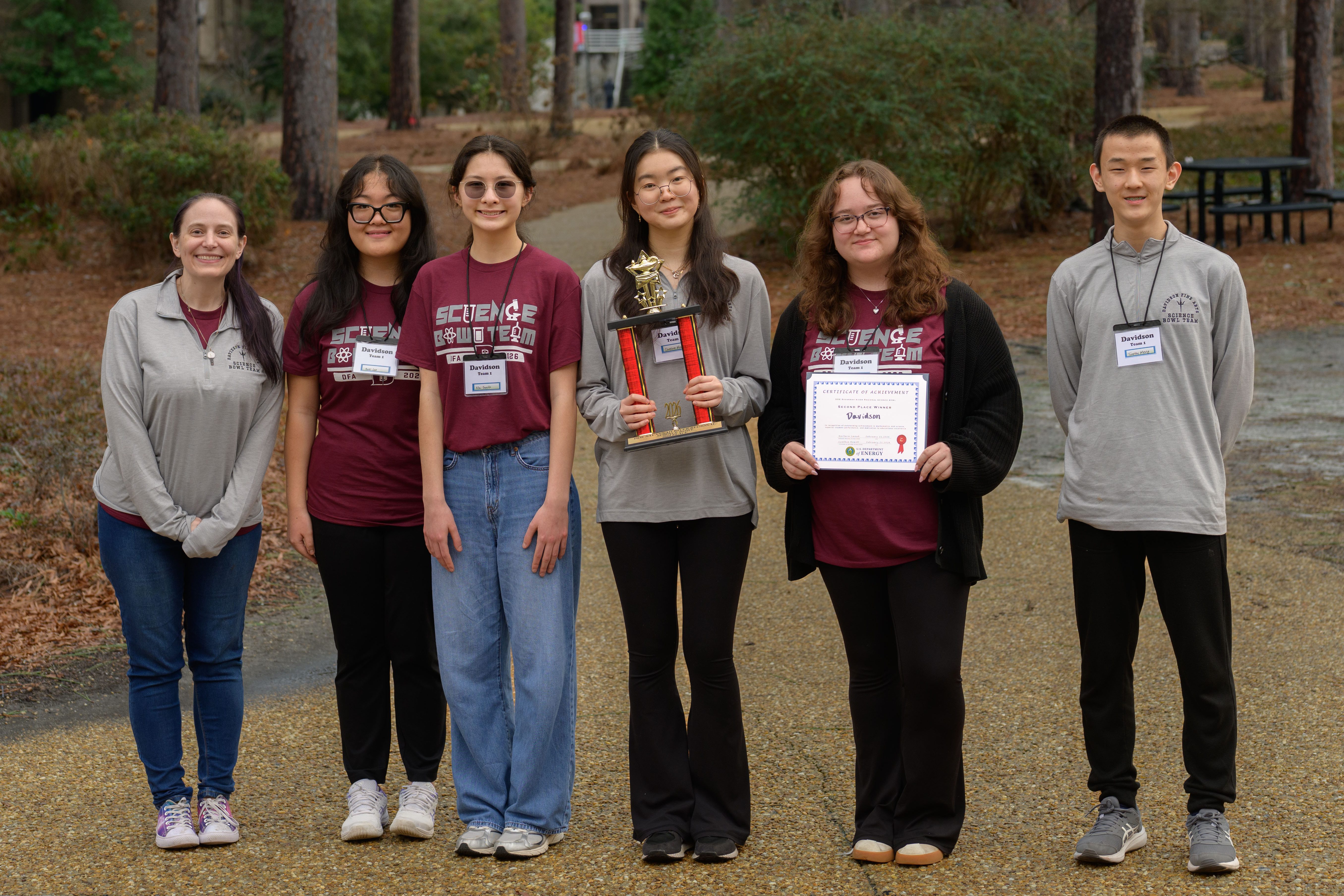 Davidson Magnet High School Team 2 (left to right) Coach Jillian Harold, Ariel Lee, Mai Smith, Caroline Moon, Liliana Meliezer, Timothy Meng